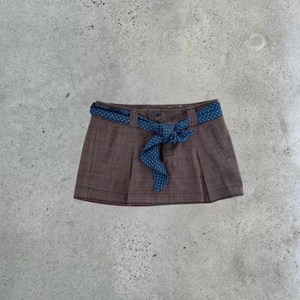 y2k plaid pleated mini skirt